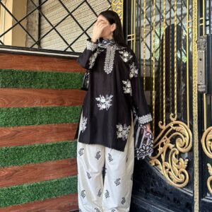 Home pakistani inspired ethnic demanding exclusive black three pieces collection